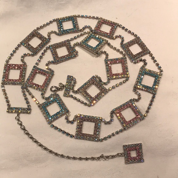 Square Gem chain belt, 38” - Picture 5 of 8